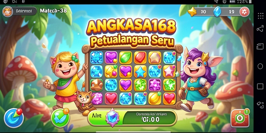 Tangkapan layar gameplay seru dari ANGKASA168 menunjukkan momen mencocokkan elemen.