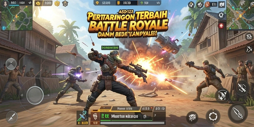 Tangkapan layar gameplay mendebarkan dalam Battle Royale.