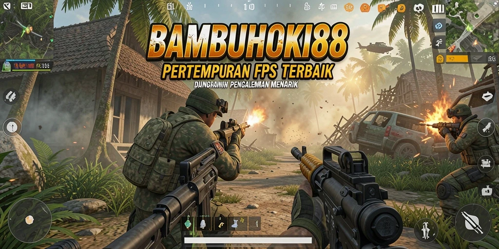 Tampilan gameplay seru dalam BAMBUHOKI88 dengan aksi tembak-menembak yang mendebarkan.