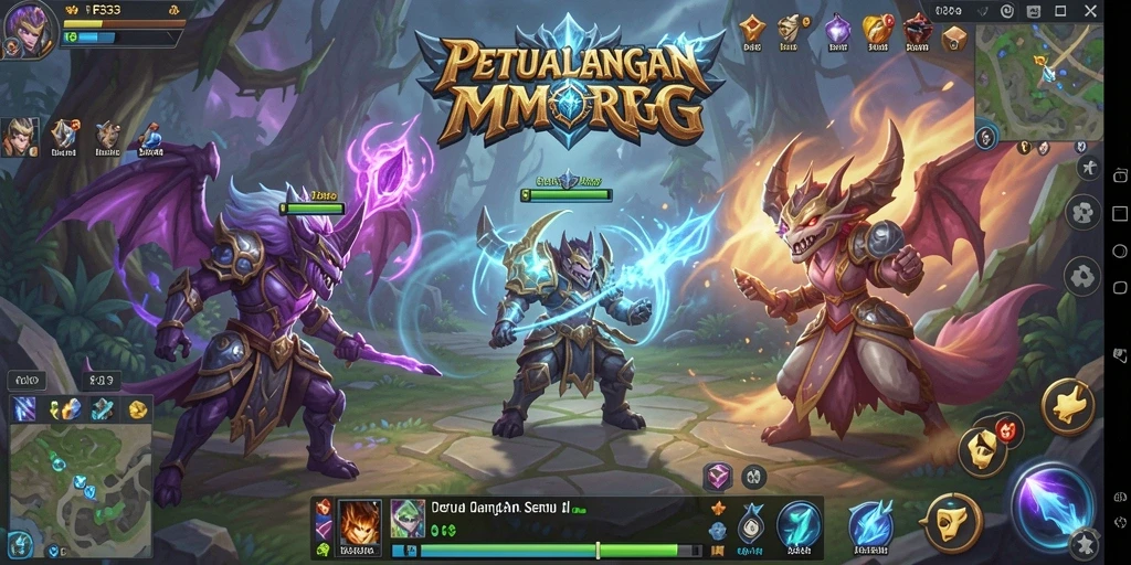 Screenshot gameplay FB333 menunjukkan aksi seru dalam pertempuran MMORPG.