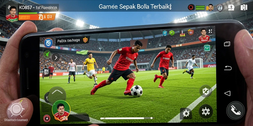 Screenshot permainan KO857 dengan aksi sepak bola yang intens.