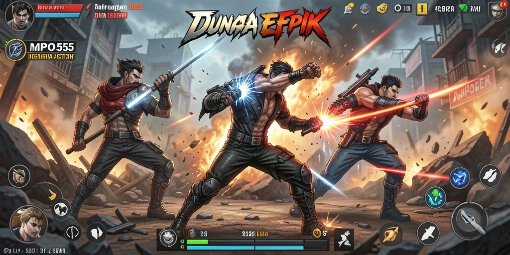 Tampilan gameplay action yang mendebarkan di MPO555.