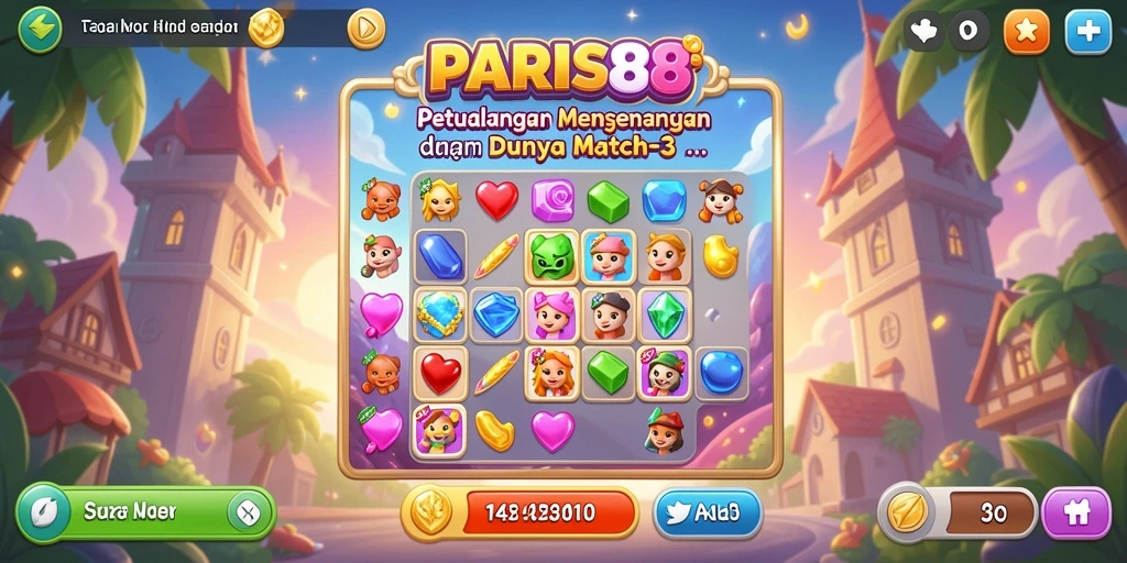 Tangkapan layar dari gameplay seru di PARIS88 yang menampilkan aksi pencocokan warna.