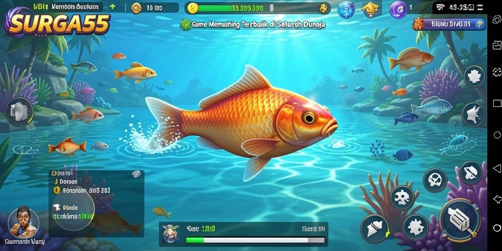 Tampilan gameplay SURGA55 yang menampilkan pengalaman memancing yang seru.