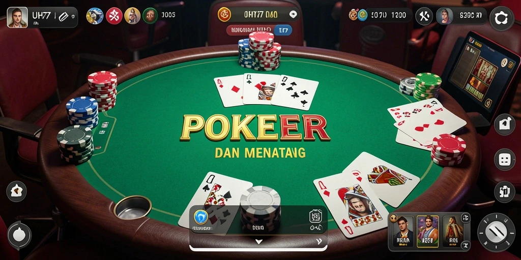 Tampilan screenshot UH77 menampilkan keseruan bermain poker secara daring.